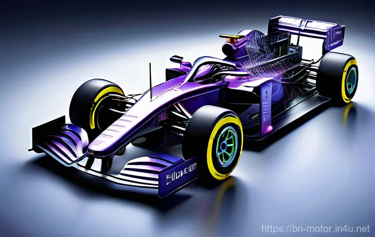 F1 머신의 전자 제어 시스템 - **F1 Driver's Intense Focus in Cockpit:** A hyper-realistic, close-up shot of a Formula 1 driver...