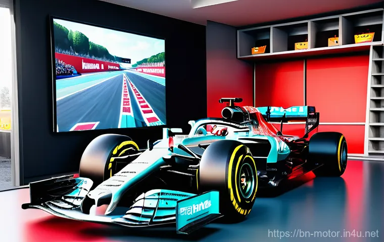 F1 라이브 스트리밍 플랫폼 - **Immersive F1 TV Pro Fan Experience:** A vibrant, realistic image of a young adult, either male...