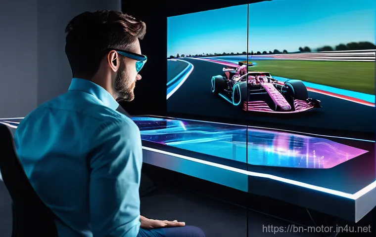 F1 라이브 스트리밍 플랫폼 - **Immersive F1 TV Pro Fan Experience:** A vibrant, realistic image of a young adult, either male...