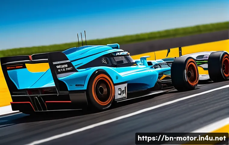 모터스포츠 초보자 입문 가이드 - A dynamic and detailed illustration of three types of race cars lined up on a professional racing tr...