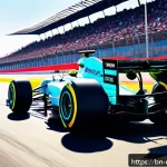F1 타이어 전략 - A high-detail, dynamic scene of a Formula 1 race car on a sunny, dry track, showcasing the tire type...