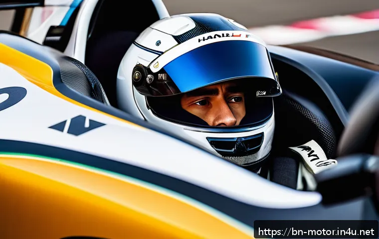 F1 머신의 안전 기준 - A high-tech Formula 1 race car cockpit showcasing the modern halo system made of strong steel framin...